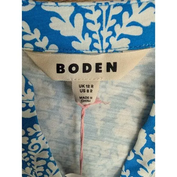 Boden Naomi Short Sleeve Dress Womens 8R Light Blue Floral V-Neck Pullover - Picture 3 of 3